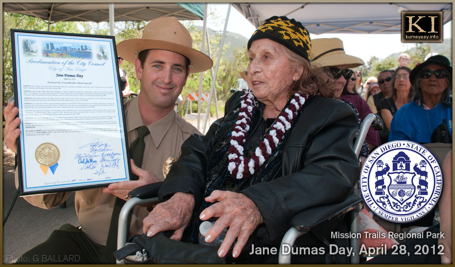 JANE DUMAS KUMEYAAY HONORED BY CITY OF SAN DIEGO