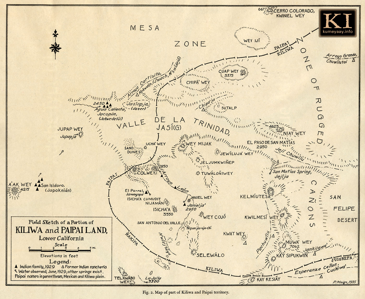 Kiliwa PaiPai Maps Mexico 1900s