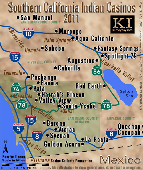 MAP OF SOCAL CASINOS INDIAN