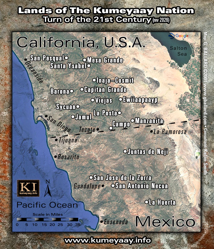 Current Map of The Kumeyaay Nation Territories 2026