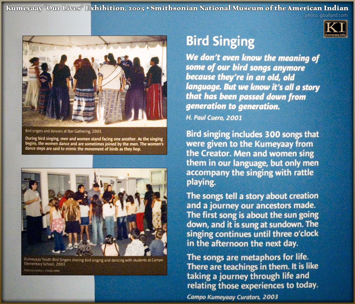 HISTORY ABOUT KUMEYAAY BIRD SINGING by H PAUL CUERO, Campo